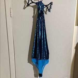 Sequin Halter Bodysuit in Blue